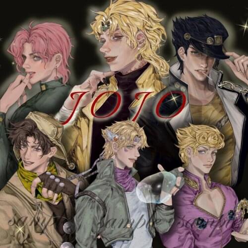 Anime JoJos Bizarre Adventure Giorno Giovanna Acrylic Keychain Stand Figure Model Badge Brooch Pin Metal Through card Stickers