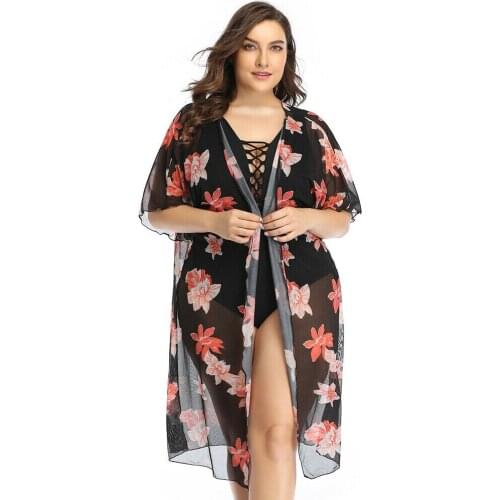 Brand New Women Loose Summer Floral Print Flare Sleeve Half Sleeved Sunflower Cardigan Cover-Ups Tops Anti-UV Dress