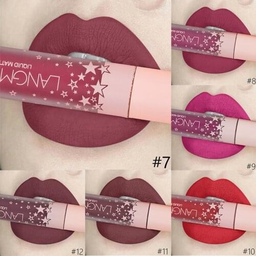 Langmanni Brand 12 Color Makeup Matte Lipstick set Glitter Lipstick Velvet Liquid Lip Gloss Waterproof Batom Make Up maquillaje
