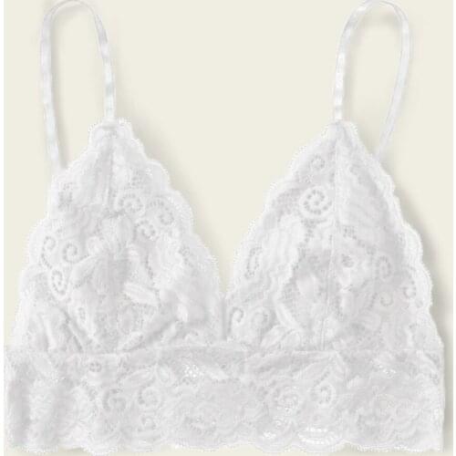 French Style Bralette Seamless Deep V Lace Bra Wireless Thin Underwear Sexy Lingerie Soft Push Up Bras For Women Hot Female #Y