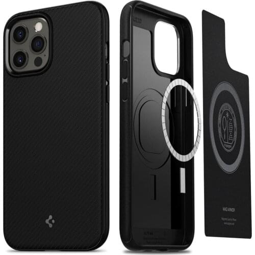 Case for iPhone 12 Mini Pro Max A2172 A2176 A2341 A2342 Spigen Mag Armor Built-In Magnetic Ring Slim Matte Protector Black Cover