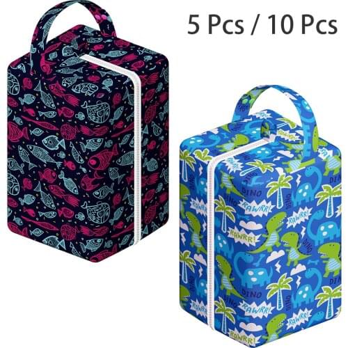 5 / 10 Pcs of 2 Layer Diaper Pods Wet Bags Snack Storage Diaper Bag Mommy Nursing Bag Wet Dry Bags Zipper
