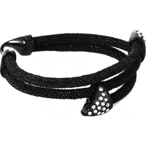 10pcs) Exclusive design Exotic handmade stingray bracelet,woman and man bracelets,black leather bracelet with CZ