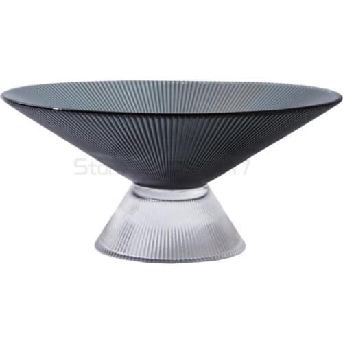 European crystal glass fruit plate living room household tea table snack plate creative color crystal high foot glass fruit