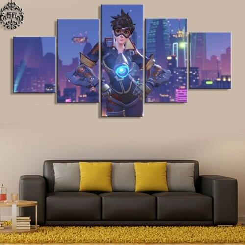 Game Poster Canvas Printed 5 Panel Overwatch Tracer Wall Art Painting Home Decor For Living Room Pictures Modern Cuadros Artwork