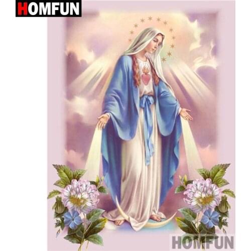 HOMFUN Diamond painting "Religious Madonna" Full Square/Round Drill Wall Decor Inlaid Resin Embroidery Craft Cross stitch A02669