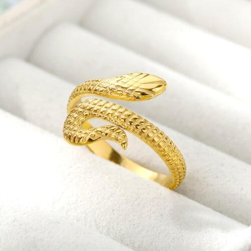 Retro Punk Snake Ring for Men Women Exaggerated Gold Siver Color Fashion Stereoscopic Opening Adjustable Rings Jewelry Gift