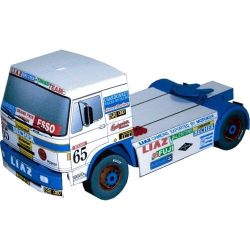 LIAZ 110.577 1987 Truck 2PCS 1:53 Dakar Rally Folding Cutting 3D Paper Model Papercraft DIY Adult Handmade Craft Toys ZX-044