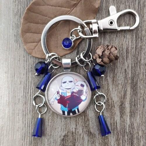 Hot Sale Cute Romantic Anime Cartoon Undertale Sans Keychain Time Gem Papyrus Key Ring Women Men Birthday Gift CSZX
