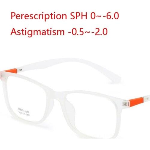 Vintage Literary Student 1.56 Aspherical Prescription Eyeglasses Unisex TR90 Square Finished Myopia Glasses 0 -0.5 -0.75 To -6