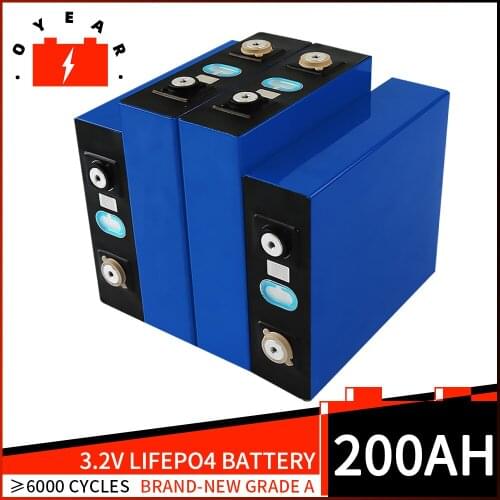 3.2v 4-48PCS NEW LiFePO4 200Ah Deep Cycle Rechargeable Battery Pack Grade A 12V 24V 36V 48V Lithium iron Phosphate Solar Cells