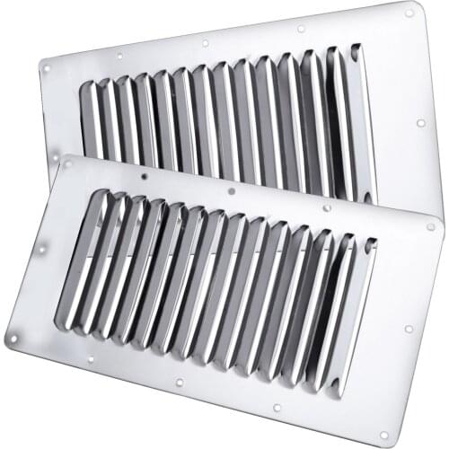 A Pair 23.0cm*11.50cm Louvred Stainless Steel Square Air Vent Grille Metal Wall Ventilation