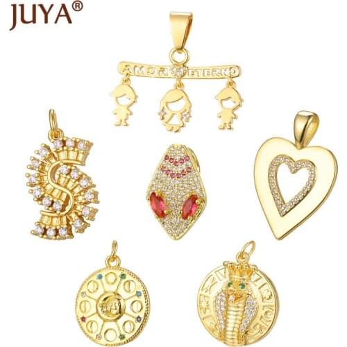 Trendy Copper Charm Pendants Cubic Zirconia CZ Jewelry Accessories For Women DIY Making Necklace Bracelet Supplies