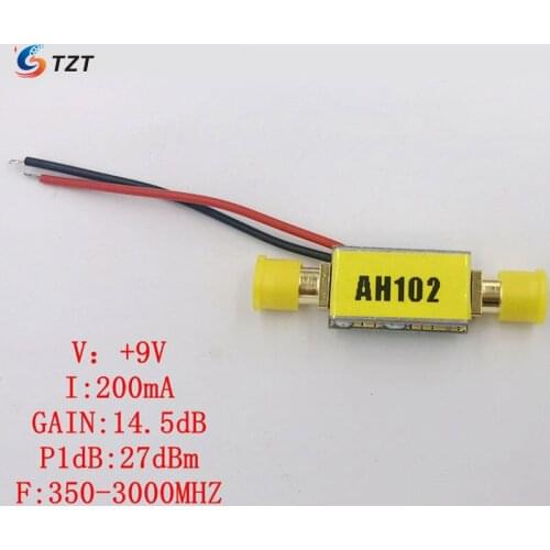 TZT AH101/AH102 50-1500MHz/350-3000MHz Amplifier Module Medium Power RF Board Fixed Gain 13dB/14dB Single Power Supply