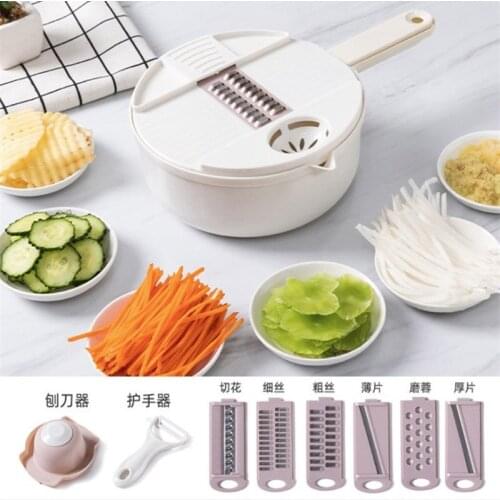 Multi-Function 12 In 1 Vegetable Chopper Wheat Straw Material Vegetable Cutter Grater Slice Garlic Kitchen Tool Set
