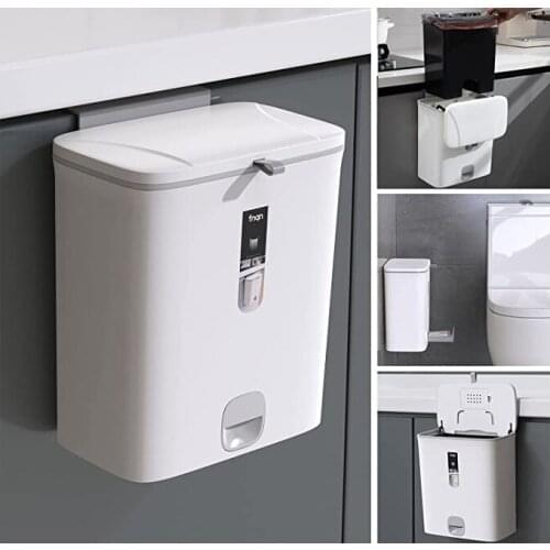 Trash Can With Lid Hanging or Standing Suitable for Kitchen Bathroom Bedroom Office Space Saving