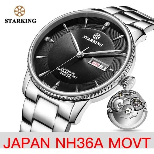 STARKING Automatic Mechanical Business Watch men Seiko NH36 Movt Sapphire Crystal Stainless Steel Waterproof 50M Wristwatches
