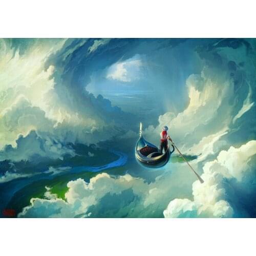 5D DIY Poured Glue Diamond Painting Kits Scalloped Edge Whale Swimming In The Clouds Home Wall Decoration Unique Handcraft Gift