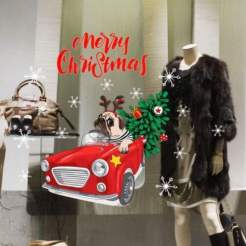 CRNT0135 window sticker Christmas 100% decoration for window shopping stores, without glue, repositionable and reusable at will