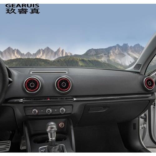For Audi A3 8V S3 Center Console Dashboard Stickers Strips Carbon fiber Car Door Decoration Cover Trim Auto Interior Accessories