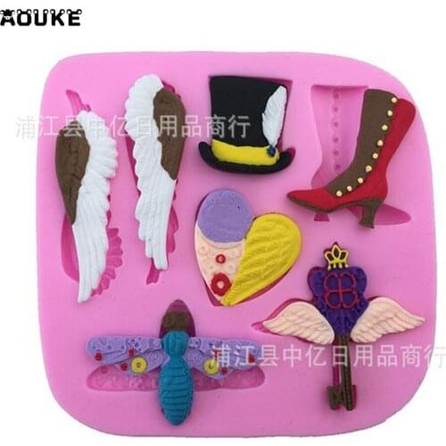 Cake Decoration The Magic Hat Dragonfly Wings Boots Magic Wand Chocolate Liquid Silicone Pastry mould Pudding