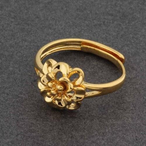 New Fashion Ring Charming Flower Shape Design Gold Color Ring For Women Open Rings On Finger Party Jewelry 2021