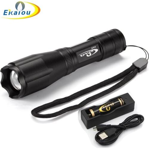 NEW LED Zoomable Flashlight XM-L T6 2000 Lumens Torch Hunting lantern 5Mode Waterproof lamp for 18650 Battery