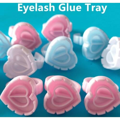 100 PCS Disposable Heart-shaped Glue Ring Eyelashes Extension Tattoo Pigment Holder Pallet MakeUp Nail Art Adhesibve Holder Tool