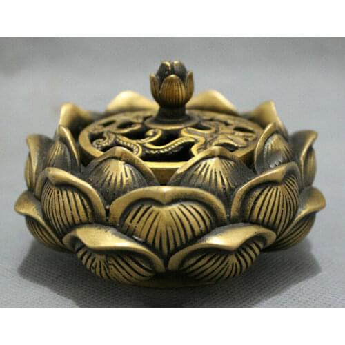 Excellent Chinese Bronze lotus flower Incense Burner Censer