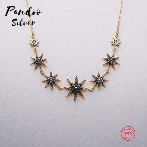 PANDOO Fashion Charm 925 Sterling Silver Original 1:1 Copy, Romantic Temperament Stars Stars Necklace Women Luxury Jewelry Gifts