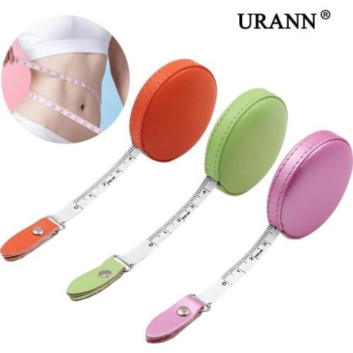 URANN 150cm/60" Portable Leather Round Tape Measures Retractable Ruler Children Height Ruler Centimeter Inch Roll Tape