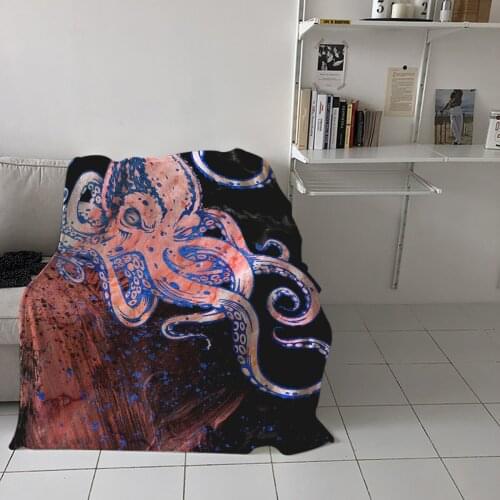 Bedroom Warm Blankets Octopus Tentacle Watercolor Sofa Throw Blankets Childrens Baby Soft Blankets Airplane Portable Blanket