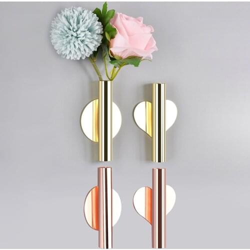 4-Piece Set Wall Mount Vase Decoration,Home Office Hotel Living Room Decor,Metal Ornaments,Artificial Flowers Arranging Art