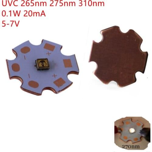 UVC LED SMD 0.1W 3535 265nm 280nm 310nm Ultra Violet Lamp with 20mm Copper PCB