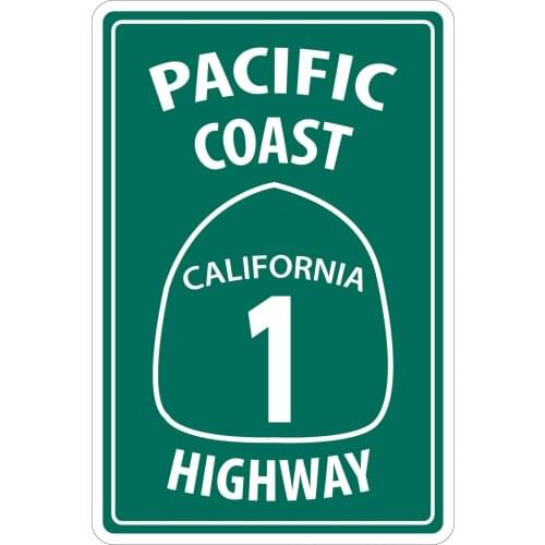 StickerPirate Pacific Coast Highway California 1 8" x 12" Funny Metal Novelty Sign Aluminum NS 4117