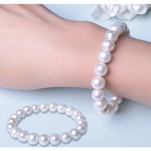 Women Faux White Bracelets Simple Classic Natural Round Plastic Ball Bracelet Jewelry Women Handmade Gift Dropping