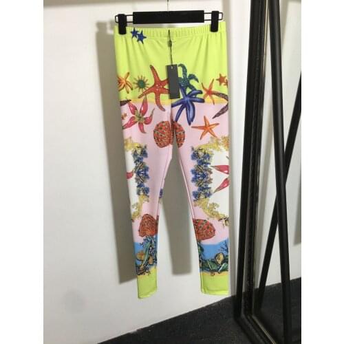 Ladies Sexy Starfish Shell Printed Streetwear Skinny Summer GYM Leggings Pants Casual Slim Fitted Trousers