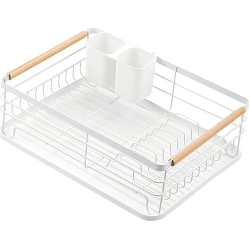 1Pcs Cutlery Drainer Removable Drying Rack With Drip Tray And Cutlery Tray Dish Set For Plates Bowls Mugs Drainer(White)