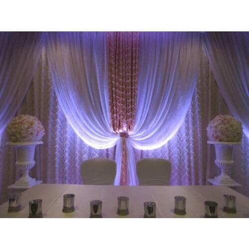 10ft * 20ft white Wedding Backdrop with gold swag Wedding Decoration