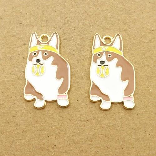 10pcs 16x25mm enamel dog charm for jewelry making and crafting fashion earring pendant necklace bracelet charm