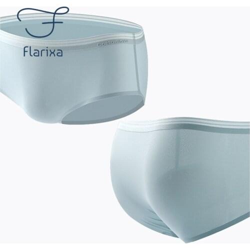Flarixa 3PCS Sexy Transparent Underwear Seamless Womens Panties Thongs Ice Silk Breathable Mesh Large Size Cotton Crotch Briefs