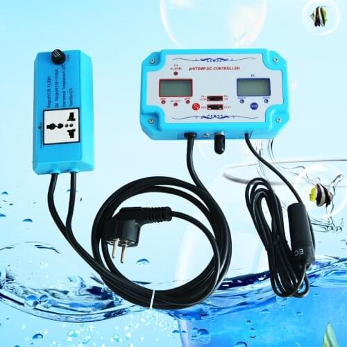 3 in 1 Water Quality Detector pH/EC/Temp Tester Aquarium PH Controller with Replaceable Electrode BNC Type Probe Multi Function