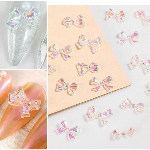M4YA 30pcs 3D Resin Bow Nail Decoration Butterfly Bowknot Nails Charms Art Designs DIY Colorful for Women Girls Salon Craft