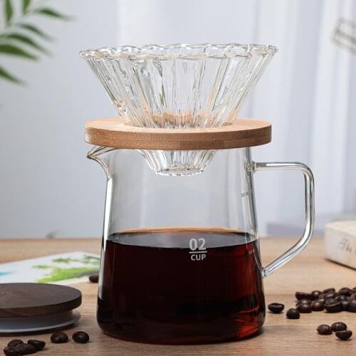 300ml 500ml V60 Resistant Glass Coffee Maker Coffee Pot Espresso Coffe Machine with Stainless Steel Filter Pour Over Drip Pot
