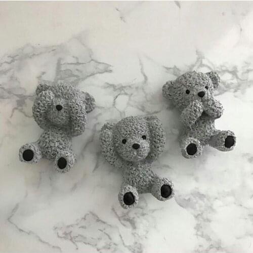 Minsunbak 3D Bear Silicone mold Three-dimensional bear aromatherapy plaster mold Bear fondant cake mold Decorative car pendant