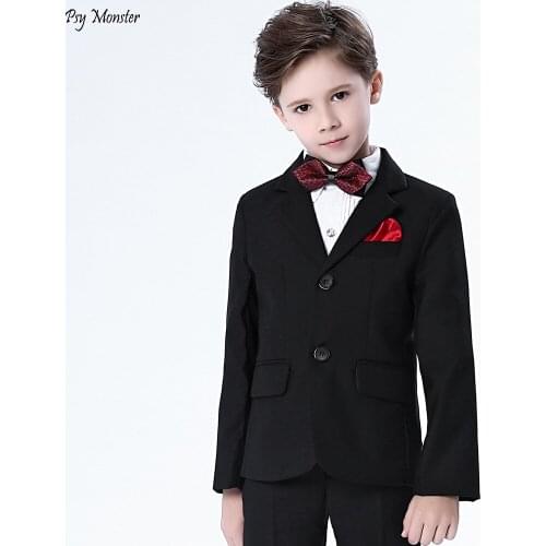 4pcs Children Formal Suits Sets Flower Boys Dresses Piano Party Prince Costumes Kids Tuxedo Shirts Pants Bowtie Outfits