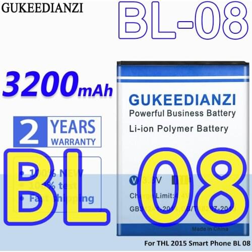 High Capacity GUKEEDIANZI Battery BL-08 3200mAh For THL 2015 Smart Phone BL 08 THL2015 BL08