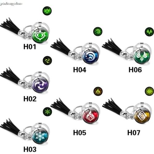 Anime Keychain Genshin Impact Element Vision Gods Eye Mondstadt Liyue Harbor Accessories Pendant Key Chain For Girl Gifts