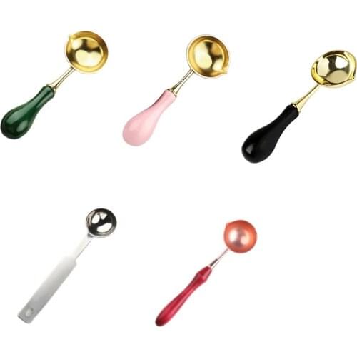 B0KB Vintage Wax Spoon Seal Stamp Beads for Envelope Wedding Melting Dissolve Sealing Wax Tool