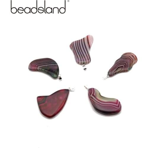 Beadsland irregular shape streaky grained nature stone pendant for women men make pendant necklace stone